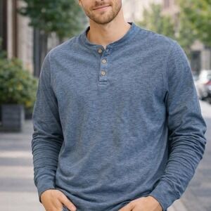 Blue long sleeve Henley shirt #henley #menswear